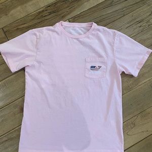Vineyard Vines Pink tee shirt flag whale small